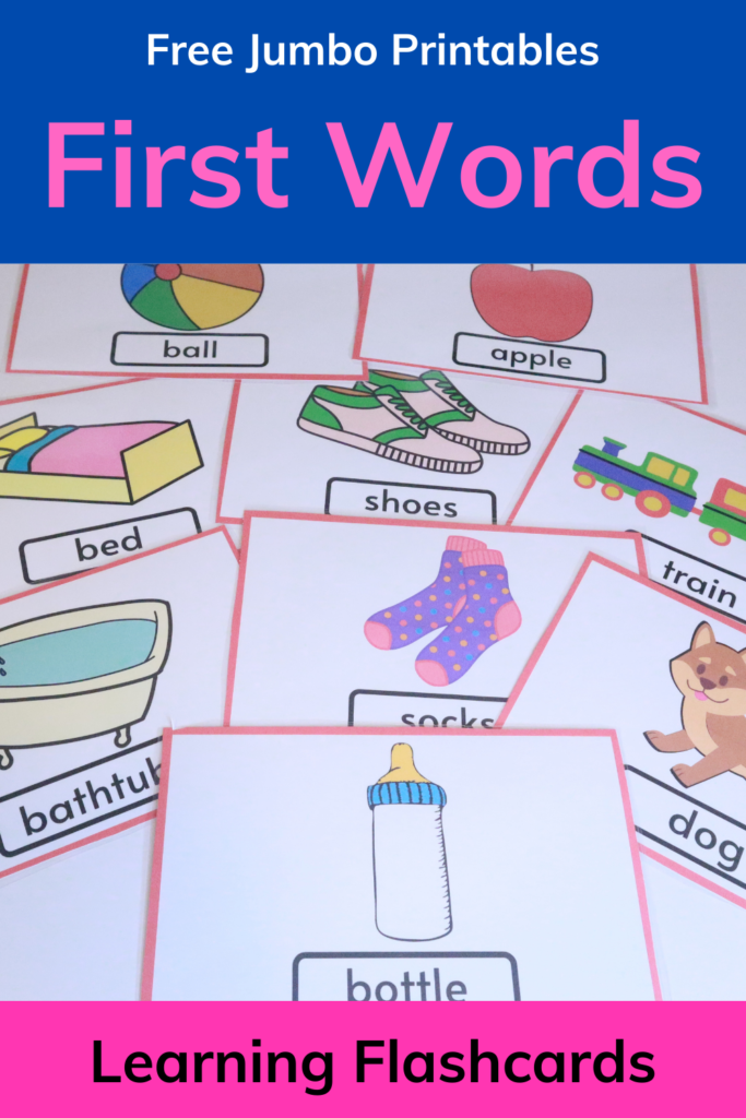 Learn First Words with flashcards. Learning Activity For Toddlers and encouraging speech and language development.