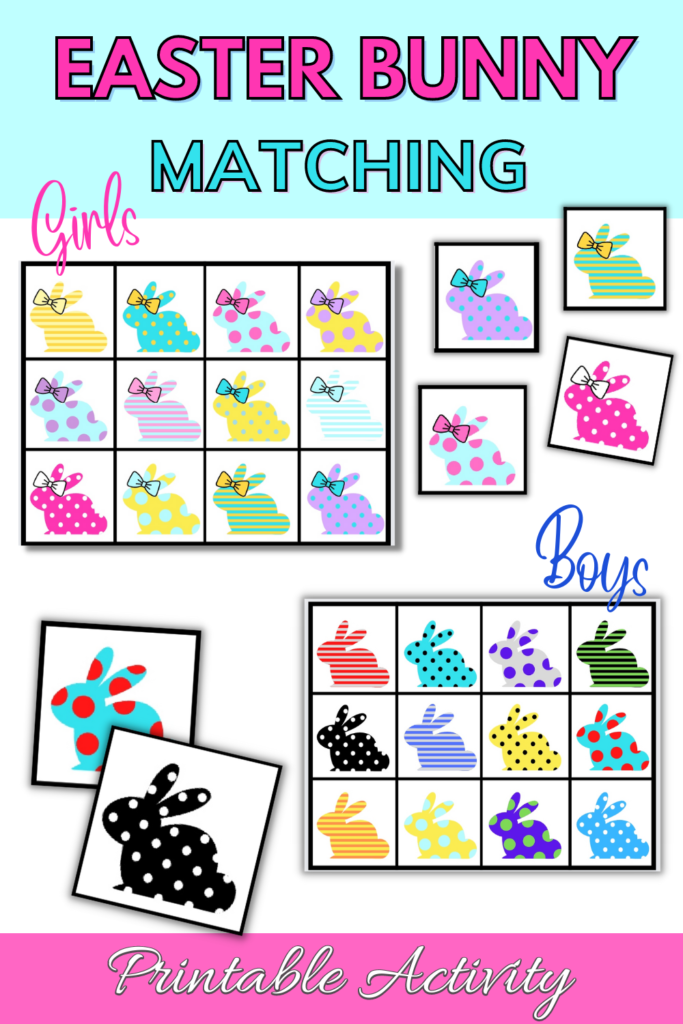 Cute Easter Bunny Matching Activity Printable for Kids