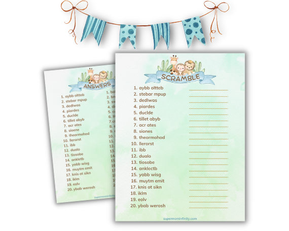 Safari Baby Shower Invitations, Games and Thank You Cards