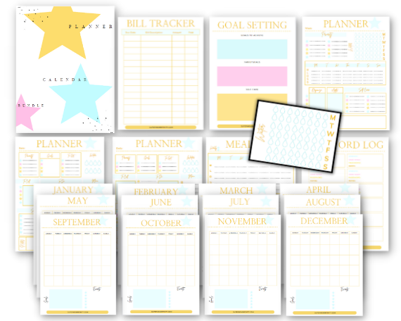 Etsy Planners for Busy Moms. Etsy Printable Templates instant download. 12 Month Calendar on Etsy Shop