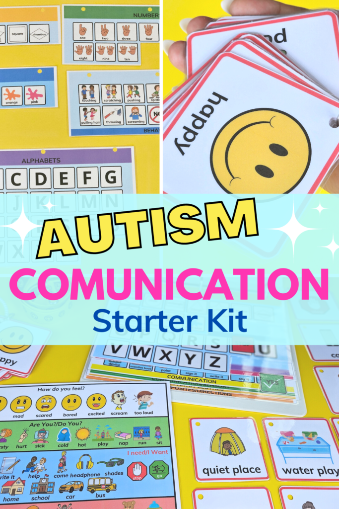 The Best Autism Visual Communication Aid Resources for children who are speech delayed and nonverbal. Autism Spectrum Communication learning Sarter Kit for parent and educators to teach Autistic children communication skills and early learning academics.